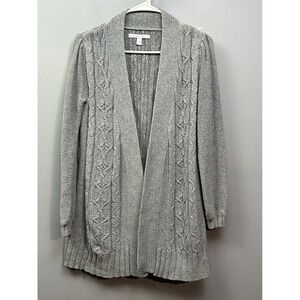 Old Navy Gray Open Front Cable Knit Cardigan Sweater S Long Sleeve Warm